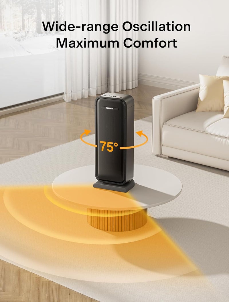 PELONIS 1500w Electric Space Heater for Indoor Use with Thermostat, Oscillation and Remote – Portable Ceramic Heater for Bedroom, Home and for Office Under Desk - Image 4